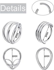 img 2 attached to 💍 Drperfect Septum Ring: Stylish Stainless Steel Jewelry for Men and Women in Silver, Gold, Rose Gold, and Black Plated. Hinged Clicker for Easy Septum Piercing - 8MM and 10MM Sizes