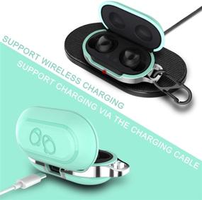 img 2 attached to 💚 HALLEAST Galaxy Buds+ Plus Case with Keychain - Complete TPU Protection in Mint Green for Samsung Galaxy Buds 2020 2019 Accessories