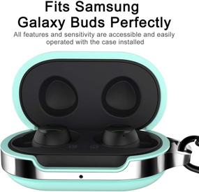 img 3 attached to 💚 HALLEAST Galaxy Buds+ Plus Case with Keychain - Complete TPU Protection in Mint Green for Samsung Galaxy Buds 2020 2019 Accessories