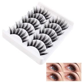 img 2 attached to 👀 InBrave Dramatic Look 3D Mink False Eyelashes - 5 пар | Высокий объем накладных ресниц из искусственного меха | Пушистые ресницы для женщин | Многоразовые оптовые закупки