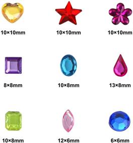 img 3 attached to 💎 JPSOR 600pcs Acrylic Flatback Rhinestones Gemstone Embellishments, Assorted Shapes, 6-13mm