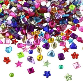 img 2 attached to 💎 JPSOR 600pcs Acrylic Flatback Rhinestones Gemstone Embellishments, Assorted Shapes, 6-13mm