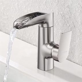 img 4 attached to 💧 WaterSong Brushed Nickel Waterfall Bathroom Faucet - Single Handle Basin Faucet for Modern Vessel Sink, Deck Mount Vanity Faucet - 100% Lead-free