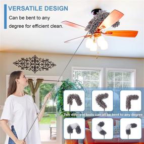 img 1 attached to 🧹 OOSOFITT Microfiber Duster Kit: 6pcs, Long Extendable Dusters with 100" Pole – Perfect for High Ceilings, Ceiling Fans, Cars, and House Cleaning