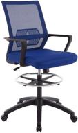 adjustable height ergonomic mesh drafting chair with arms - tall blue office computer reception desk chair logo