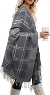 👘 bestshe women's fashionable open front poncho cape clock block oversized knitted shawl wrap for women logo