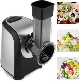 img 4 attached to 🧀 Efficient Electric Cheese Grater: Professional Salad Maker with One-Touch Control and 5 Stainless Steel Rotary Blades for Fruits, Vegetables, and Cheeses