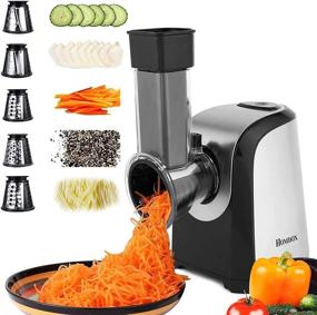 img 2 attached to 🧀 Efficient Electric Cheese Grater: Professional Salad Maker with One-Touch Control and 5 Stainless Steel Rotary Blades for Fruits, Vegetables, and Cheeses