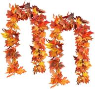 🍁 lskytop 4-piece 5.8ft/pc autumn maple leaves garland - artificial fall foliage garland for indoor/outdoor wedding, thanksgiving dinner party, and home decor logo
