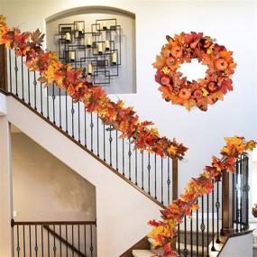 img 2 attached to 🍁 LSKYTOP 4-Piece 5.8ft/pc Autumn Maple Leaves Garland - Artificial Fall Foliage Garland for Indoor/Outdoor Wedding, Thanksgiving Dinner Party, and Home Decor