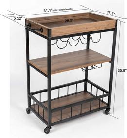 img 2 attached to 🛒 Enhance Your Home with the Tayene Bar Serving Cart: Rustic Industrial Vintage Style Wood and Metal Trolley (Walnut-A)