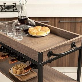 img 1 attached to 🛒 Enhance Your Home with the Tayene Bar Serving Cart: Rustic Industrial Vintage Style Wood and Metal Trolley (Walnut-A)