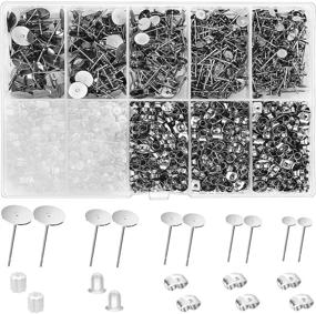 img 4 attached to 📿 Hypoallergenic Earring Making Kit with 2000Pcs VERACT Earring Posts and Backs: Includes Butterfly and Rubber Earring Backs in Multiple Sizes (4mm-10mm)