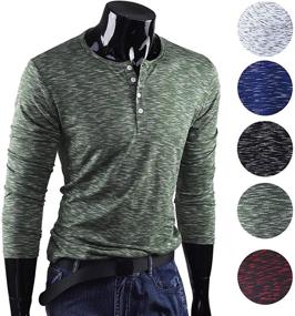 img 1 attached to 👕 Men's Striped Henley Shirts with Sleeve – FORBUSITE Clothing