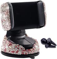 bling rhinestone car phone holder windshield dashboard mount adjustable phone holder for easy view gps screen compatible with iphone 5 6s 7 8s 9 10 se xs xr s20 (multi-colored) logo