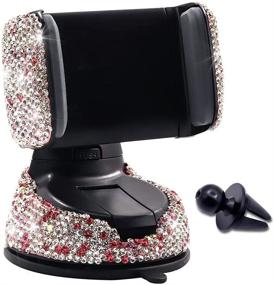 img 4 attached to Bling Rhinestone Car Phone Holder Windshield Dashboard Mount Adjustable Phone Holder For Easy View GPS Screen Compatible With IPhone 5 6S 7 8S 9 10 SE XS XR S20 (Multi-Colored)