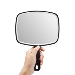 img 4 attached to 🖤 OMIRO Black Handheld Mirror with Handle, 6.3" W x 9.6" L - Improved SEO
