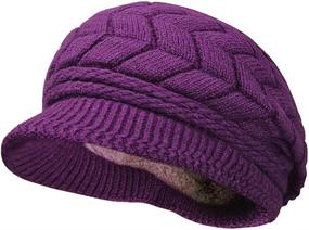 img 3 attached to 🎩 Stay Stylish and Cozy with HINDAWI Women Winter Warm Knit Hat with Visor