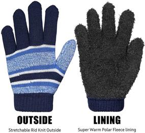 img 2 attached to OZERO 2-Piece Children's Winter Knit Hat and Gloves Set with Cozy Fleece Lining – Thermal Beanie for Boys and Girls Ages 4-10