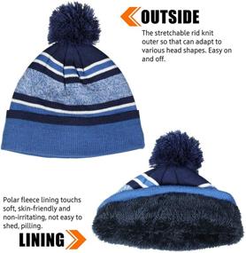 img 3 attached to OZERO Набор детских зимних вязаной шапки и перчаток на две части с уютной флисовой подкладкой – теплый бини для мальчиков и девочек в возрасте от 4 до 10 лет
