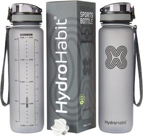 img 4 attached to Hydro Habit - Sports Water Bottle with Time Marker Reminder and Enhanced Features - 32 oz 1 Liter