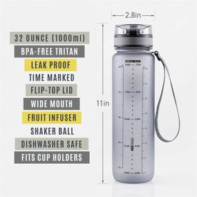 img 3 attached to Hydro Habit - Sports Water Bottle with Time Marker Reminder and Enhanced Features - 32 oz 1 Liter