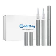 😁 mitbuty teeth whitening pen (3 pack) with 30% carbamide peroxide gel - safe, effective, no sensitivity, painless, travel-friendly, pro whitening gel pens for a gorgeous white smile logo