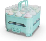 oofaybill cupcake carrier - portable 2-layer cake container with lid and handle for display cakes, pies, and desserts логотип