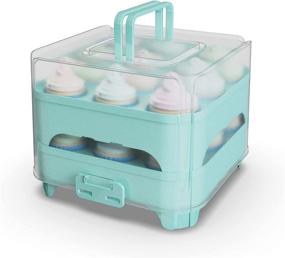 img 4 attached to OOFAYBILL Cupcake Carrier - Portable 2-Layer Cake Container with Lid and Handle for Display Cakes, Pies, and Desserts