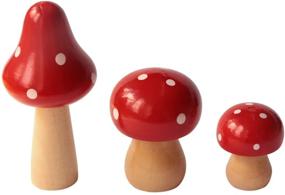 img 2 attached to SPWOLFRT Wooden Mushroom Set - 8 Pack of Natural Unfinished Mushrooms in Various Sizes for Arts and Crafts Projects, DIY Bookshelf, Desk, and Home Decoration