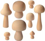 spwolfrt wooden mushroom set - 8 pack of natural unfinished mushrooms in various sizes for arts and crafts projects, diy bookshelf, desk, and home decoration logo