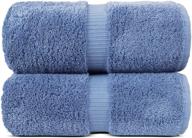 🛀 premium turkish cotton towel set - indulge linen 100%, 35x70 inches bath sheets, set of 2 in wedgewood color logo