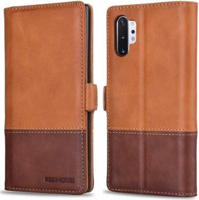 img 4 attached to KEZiHOME Samsung Galaxy Note 10+ Plus Case - Genuine Leather Note 10 Plus 5G Wallet Case with RFID Blocking, Credit Card Slot, Flip Magnetic Stand - Compatible with Galaxy Note 10Plus (Khaki/Brown)