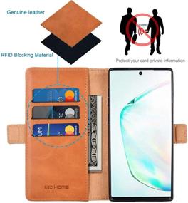 img 2 attached to KEZiHOME Samsung Galaxy Note 10+ Plus Case - Genuine Leather Note 10 Plus 5G Wallet Case with RFID Blocking, Credit Card Slot, Flip Magnetic Stand - Compatible with Galaxy Note 10Plus (Khaki/Brown)