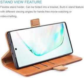 img 1 attached to KEZiHOME Samsung Galaxy Note 10+ Plus Case - Genuine Leather Note 10 Plus 5G Wallet Case with RFID Blocking, Credit Card Slot, Flip Magnetic Stand - Compatible with Galaxy Note 10Plus (Khaki/Brown)