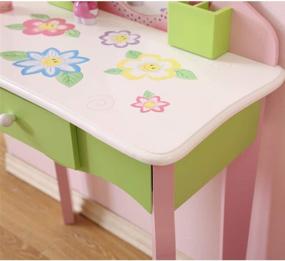 img 1 attached to 🪞 WODENY Children's Dressing Table & Stool Set - Wooden Kids' Vanity Table Set with Mirror for Little Girls - Makeup Bedroom Furniture in Green