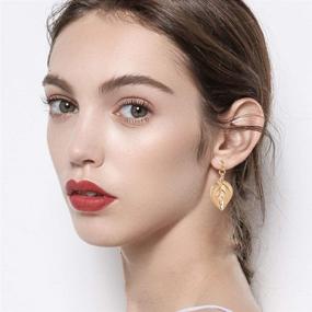 img 4 attached to 🌿 Shegirl Leaf Earrings: Stylish Gold Studs and Dangling Leaves – Perfect Fashion Jewelry for Women and Girls Gifts