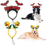 🎃 2-pack dog halloween headband pumpkin & red bat headwear - pet halloween costume accessories for medium to large dogs by bwogue логотип