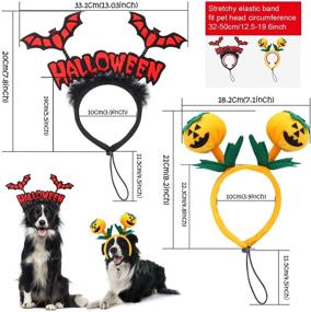 img 3 attached to 🎃 2-Pack Dog Halloween Headband Pumpkin & Red Bat Headwear - Pet Halloween Costume Accessories for Medium to Large Dogs by BWOGUE