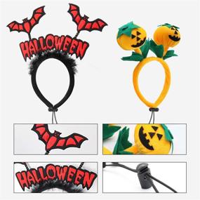 img 2 attached to 🎃 2-Pack Dog Halloween Headband Pumpkin & Red Bat Headwear - Pet Halloween Costume Accessories for Medium to Large Dogs by BWOGUE