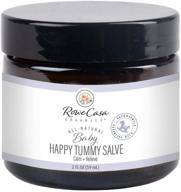 🌿 rowe casa organics happy tummy salve for babies - natural gas and colic relief, essential oil blend for infant stomach issues logo