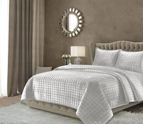 img 1 attached to 🛏️ Tribeca Living Florence Velvet Oversized Solid Quilt Set, King Size, Silver Grey - Enhanced SEO