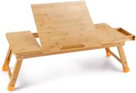 🎋 bamboo laptop desk: adjustable & foldable lap tray for bed, sofa & breakfast - large size 27.95" x 13.8" - 5 tilting angles & 4 latches logo