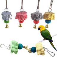 🦜 bird beak grinding calcium stone with bell & rat mineral lava block for trimming teeth - chewing toys set for chinchilla, bunny, budgie, cockatiel, parakeet, and parrot (random color delivery) - pack of 6 logo