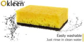 img 2 attached to 9 Pack of Okleen Yellow Multi-Use Scrub Sponges - Heavy Duty, Odorless, Non-Scratch Fiber for Daily Cleaning of Hard, Dirty Surfaces. Made in Europe, 4.3x2.8x1.4 inches, Durable and Delicate Scrubber