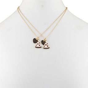 img 2 attached to Deliciously Stylish: Lux Accessories Goldtone Enamel Pizza Emoji BFF Best Friend Forever Necklace Set (2pc)