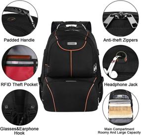 img 3 attached to 🎒 Ultimate Lunch Bag Backpack: Insulated Cooler, 17.3" Laptop Compartment, USB Port, TSA Friendly - Orange, Ideal for Men and Women