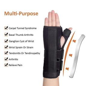 img 3 attached to 🖐️ Adjustable Carpal Tunnel Wrist Brace with Removable Thumb Splint - Pain Relief Support for Tendonitis, Arthritis - Night Sleep Wrist & Thumb Stabilizer for Women and Men