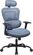 furmax gray ergonomic office chair - high back swivel computer desk chair with adjustable headrest, armrests, and curved lumbar support - executive rolling chair in mesh fabric logo