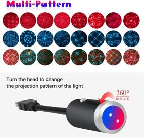 img 3 attached to USB Star Night Light with 9 Modes, 24 Lighting Effects, Sound 🌟 Activated Strobe for Car Interior, Ceiling, Bedroom, Party, and More (Blue & Red)